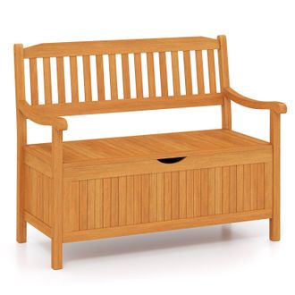 Costway Costway 125L Outdoor Storage Bench Deck Box Patio Acacia Wood Storage Loveseat in Natural