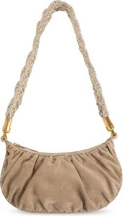 Balmain Ebane Shoulder Bag - Dames - Schoudertassen - Beige - ONE Size - Leer - Tassen