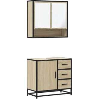 vidaXL Vidaxl - Set De Muebles De Ba&ntilde;o 2 Pzas Madera Contrachapada Roble Sonoma