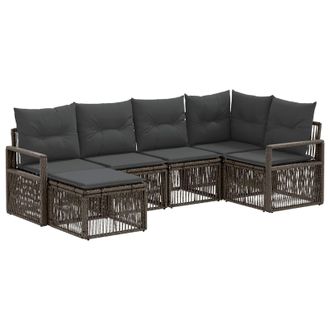 vidaXL Conjunto De Sof&aacute;s De Jard&iacute;n 6 Pcs Gris Rat&aacute;n Sint&eacute;tico Vidaxl
