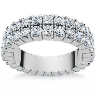 Pompeii3 2ct Double Row Diamond Eternity Ring 14K White Gold Size Selectable