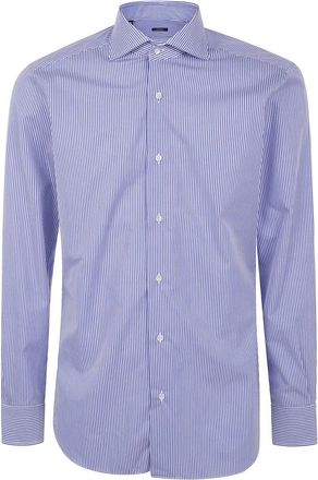 Barba Popeline Overhemd - Heren - Zakelijke Overhemden - Blauw - L - Overhemden