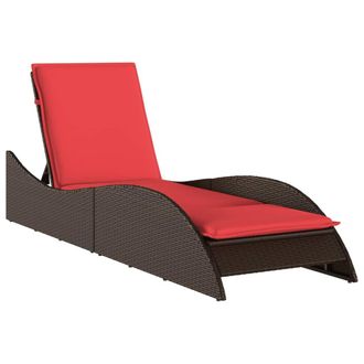 vidaXL Vidaxl Lettino Prendisole Con Cuscino Marrone 60x205x73 Cm In Polyrattan