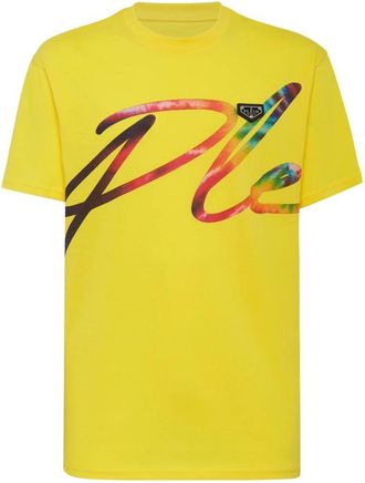 Philipp Plein Round Neck T-Shirt Signature - unisex - T-shirts - Geel - 2XL - Katoen - Tops