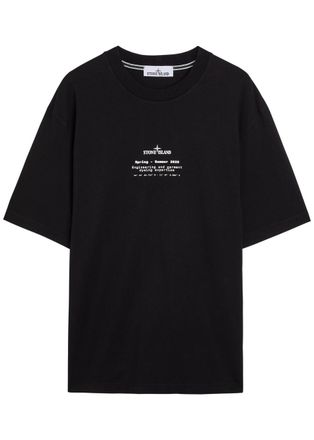 Stone Island Logo-print Cotton T-shirt - Black - XL