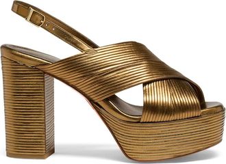 Santoni Sandaal met hoge hak van leer - Dames - Sandalen met hakken - Geel - 36 EU - Leer - Schoenen