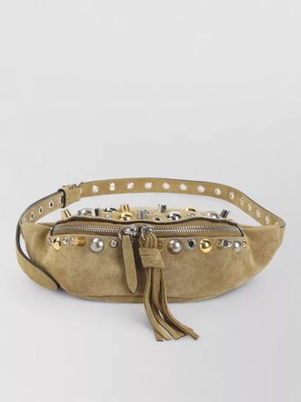 Valentino Garavani belt bag suede tassel studs adjustable