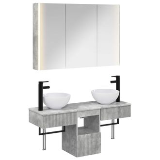 vidaXL Juego De Muebles De Ba&ntilde;o 4 Uds. Gris Hormig&oacute;n Vidaxl