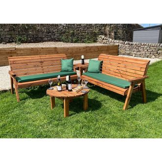 Charles Taylor Trading Six Seater Balmoral Corner Garden Furniture Set - Fully Assembled in Light Brown
