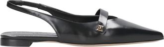 Max Mara Zwarte Leren Band met Logo Gesp - Dames - Ballerinas - Zwart - 36 EU - Schoenen