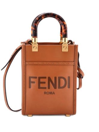 Fendi Sunshine Shopper Tote Leather Mini crossbody bag - Marrone