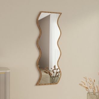 Dmora Espejo Metonoka, Forma Rectangular, Tipo De Pared, Estructura Transparente, 40x120h Cm, Color Nogal Marr&oacute;n
