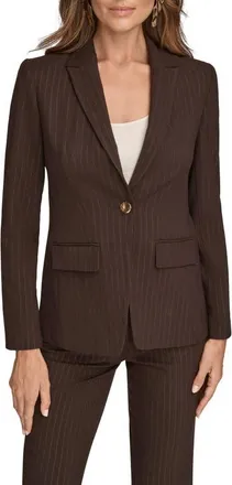 DKNY One-Button Blazer in Chocolate at Nordstrom, Size 10