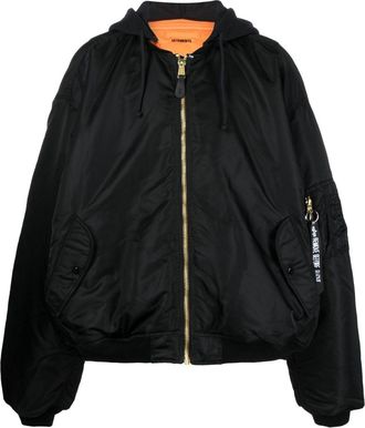 VETEMENTS hooded bomber jacket - unisex - Polyester/Nylon - M - Black