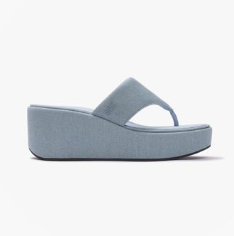 FitFlop Fitflop Platfforms Denim Womens Toe-post Sandals Light - Blue Textile - Size UK 7
