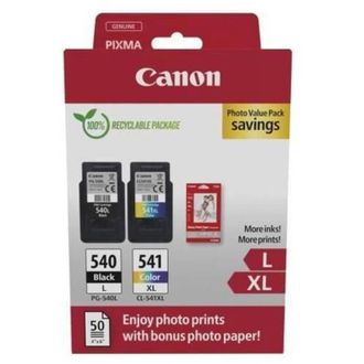 CANON Paquete De 2 Cartuchos De Tinta + Paquete De Papel Fotogr&aacute;fico Canon Pg-540l Negro + Cl-541xl Color - Alto Rendimiento