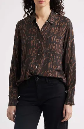 Rails Josephine Leopard Print Button-Up Shirt in Cedar Leopard at Nordstrom, Size Xx-Small