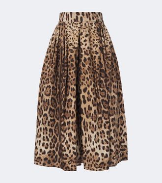 Dolce & Gabbana Falda midi de algod&oacute;n estampada