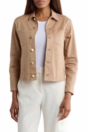 L'agence Janelle Slim Fit Raw Hem Jacket In Cappuccino