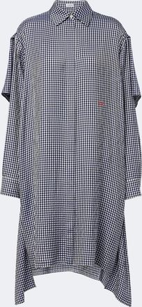 Loewe Vestido camisero de seda a cuadros vichy