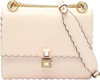 Fendi Pre-owned Mini KAN I Leren Schoudertas - Dames - Vintage Schoudertas - Beige - ONE Size - Leer - Vintage