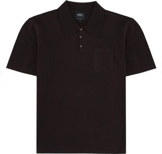 A.P.C. Black Three-Button Chest Pocket Cotton Polo Shirt