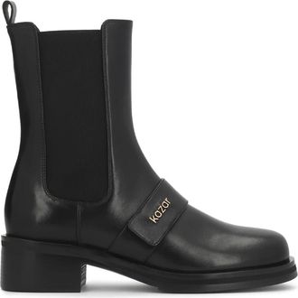 Kazar Chelsea Leren Enkellaarsjes met Logoband - Dames - Chelseaboots - Zwart - 39 EU - Leer - Schoenen