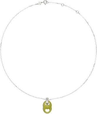 Tory Burch Gemini Link Pendant Necklace in Light Silver /Green at Nordstrom