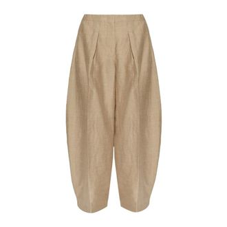 Jacquemus Broeken, Dames, Beige, XS, Katoen, Ovalo Fluid Pants