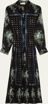 Ulla Johnson Emilie Drop-Waist Long-Sleeve Midi Shirt Dress