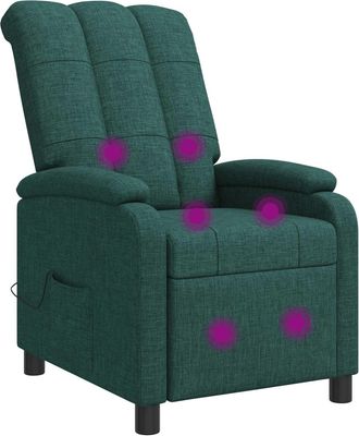 vidaXL Silla De Masajes Reclinable Verde Oscuro Tela Vidaxl