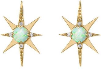 Eden Presley Starburst Stud Earrings in Yellow Gold - Opal at Nordstrom, Size Large