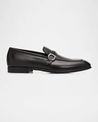 Ferragamo Men & apos;s Terence Calfskin Gancini Saddle-Strap Loafers