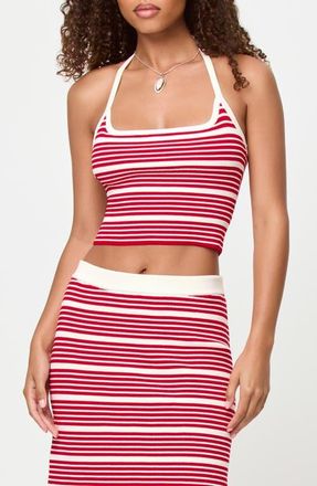 L*Space Positano Stripe Halter Rib Crop Cover-Up Top in Superbloom Stripe at Nordstrom, Size X-Small