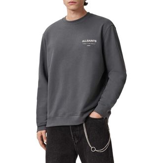 AllSaints Underground Logo Organic Cotton Graphic Sweatshirt in Dark Steel Blue at Nordstrom, Size X-Large