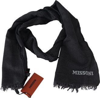 Missoni Mens Black Wool Knit Unisex Neck Wrap Scarf