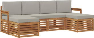 vidaXL Conjunto De Sof&aacute;s De Exterior 6 Uds. Gris Natural Y Claro Vidaxl