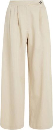 Tommy Hilfiger Wide Leg Blend Broek - Dames - Wijde Broeken - Beige - S - Katoen - Broeken