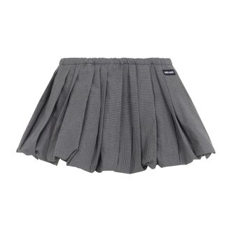 Miu Miu Falda Plisada a Cuadros Mini - Skirts - Mujer - Gris - S
