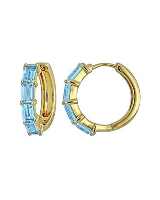 Rina Limor Gold Over Silver 2.80 ct. tw. Blue Topaz Hoop Earrings