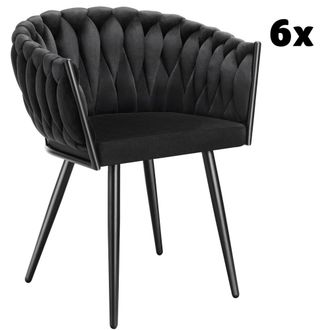 TecTake 6 sillas de comedor de terciopelo, dise&ntilde;o anudado 60,5x55x75 cm negro