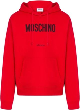Moschino Bedrukte katoenen sweatshirt - unisex - Hoodies - Rood - L - Katoen - Hoodies & sweatvesten