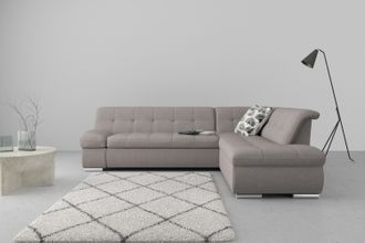 Domo Collection Ecksofa »Mona L-Form« wahlweise mit Bett- und Armlehnfunktion