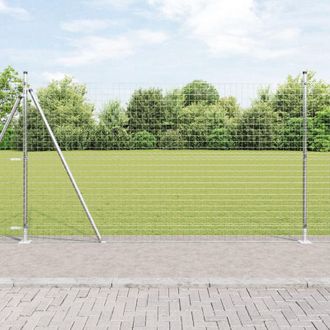 Berkfield Home Euro Fence with 7 Flanged Posts 1.6x10 m Galvanised Steel in Silver