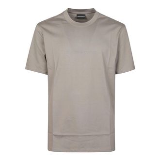 Emporio Armani Logo Print T-Shirt - Heren - T-shirts - Bruin - M - Katoen - Tops