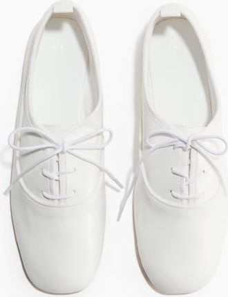 H&M Lace-up Ballet Flats in White at Nordstrom, Size 10
