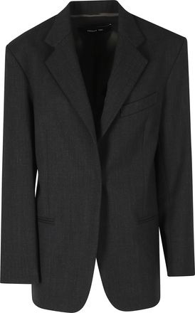Federica Tosi Anthracite Frescolana Single-Breasted Oversized Polyester-Blend Blazer