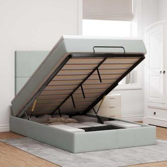 vidaXL Estructura De Cama Otomana Colchones Terciopelo Gris Claro Vidaxl
