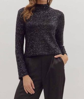 Entro Abigail Sequin Top In Black