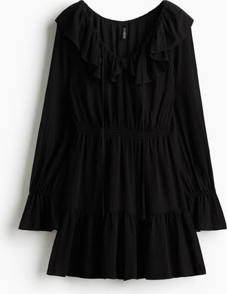 H&M Kleid mit Volantkragen - Schwarz